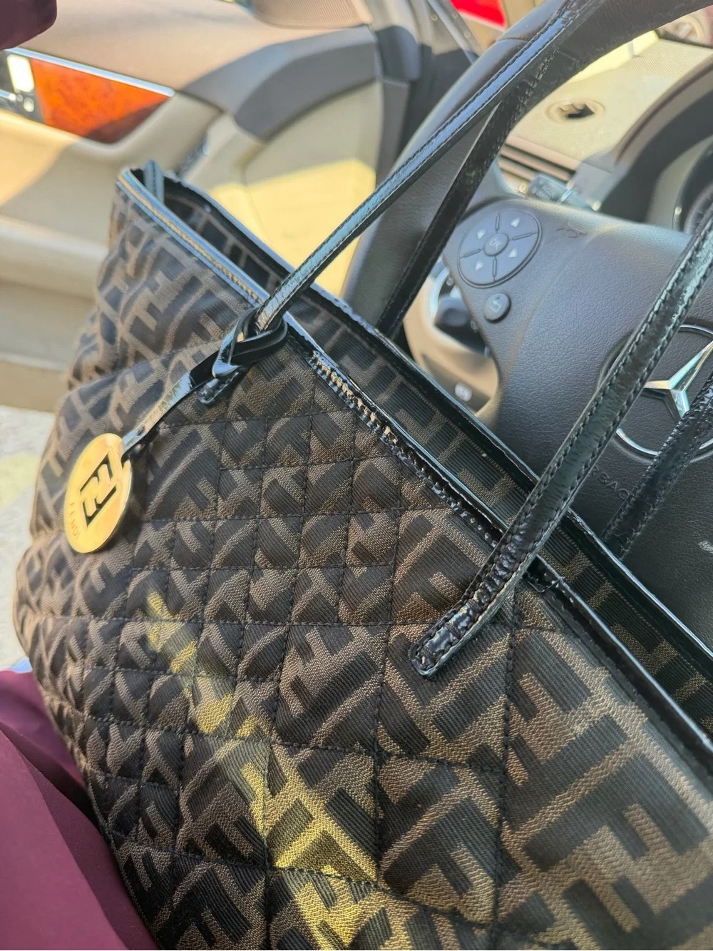 Fendi Tobacco Zucca Quilted Canvas Large Tote Bag